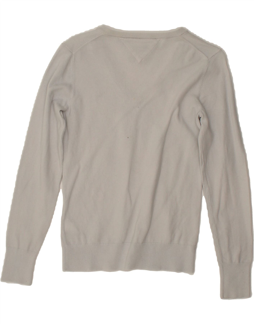 TOMMY HILFIGER Mens V-Neck Jumper Sweater Small Grey Cotton Vintage Tommy Hilfiger and Second-Hand Tommy Hilfiger from Messina Hembry 