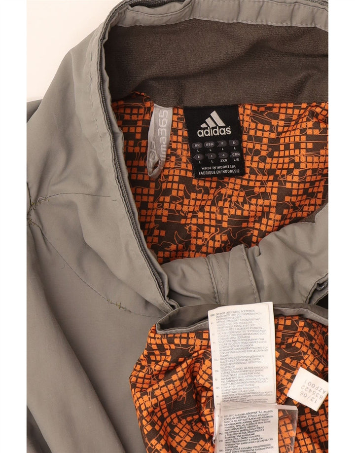 Adidas Mens Rain Jacket UK 40 Large Grey Colourblock Nylon