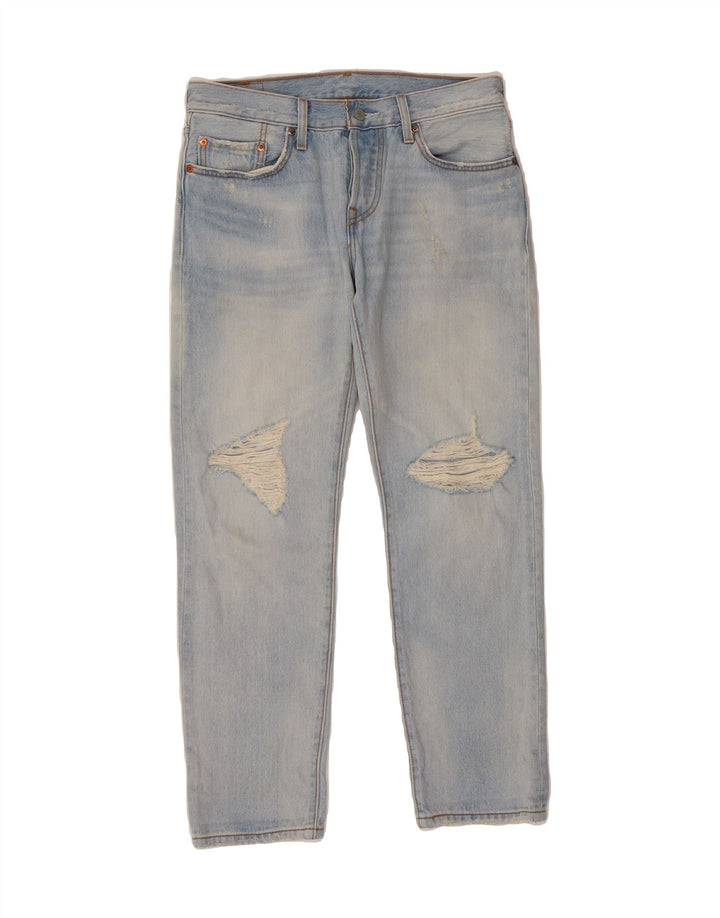 LEVI'S Womens 501 Distressed Straight Jeans W26 L28 Blue Cotton Vintage Levi's and Second-Hand Levi's from Messina Hembry 