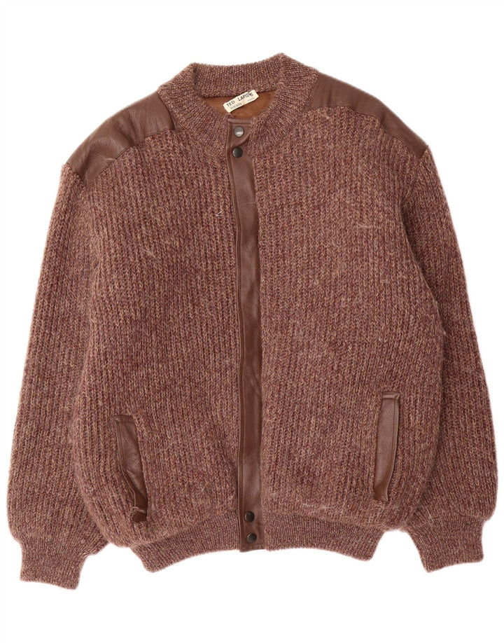 Ted Lapidus Herre Strik Bomber Jacket IT 52 XL Brun Flecked Uld