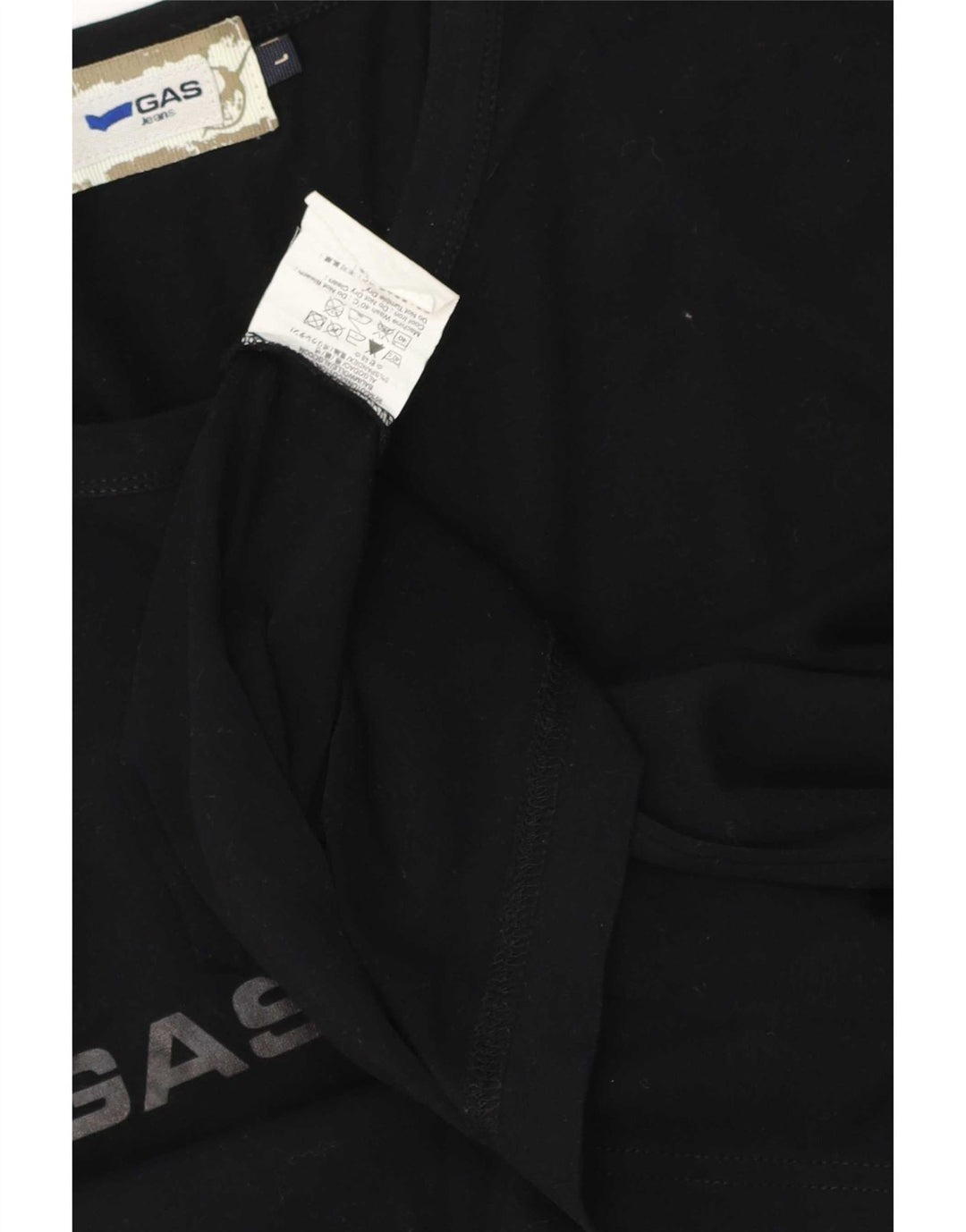 Gas Mens Graphic Top Long Sleeve Large Black Cotton
