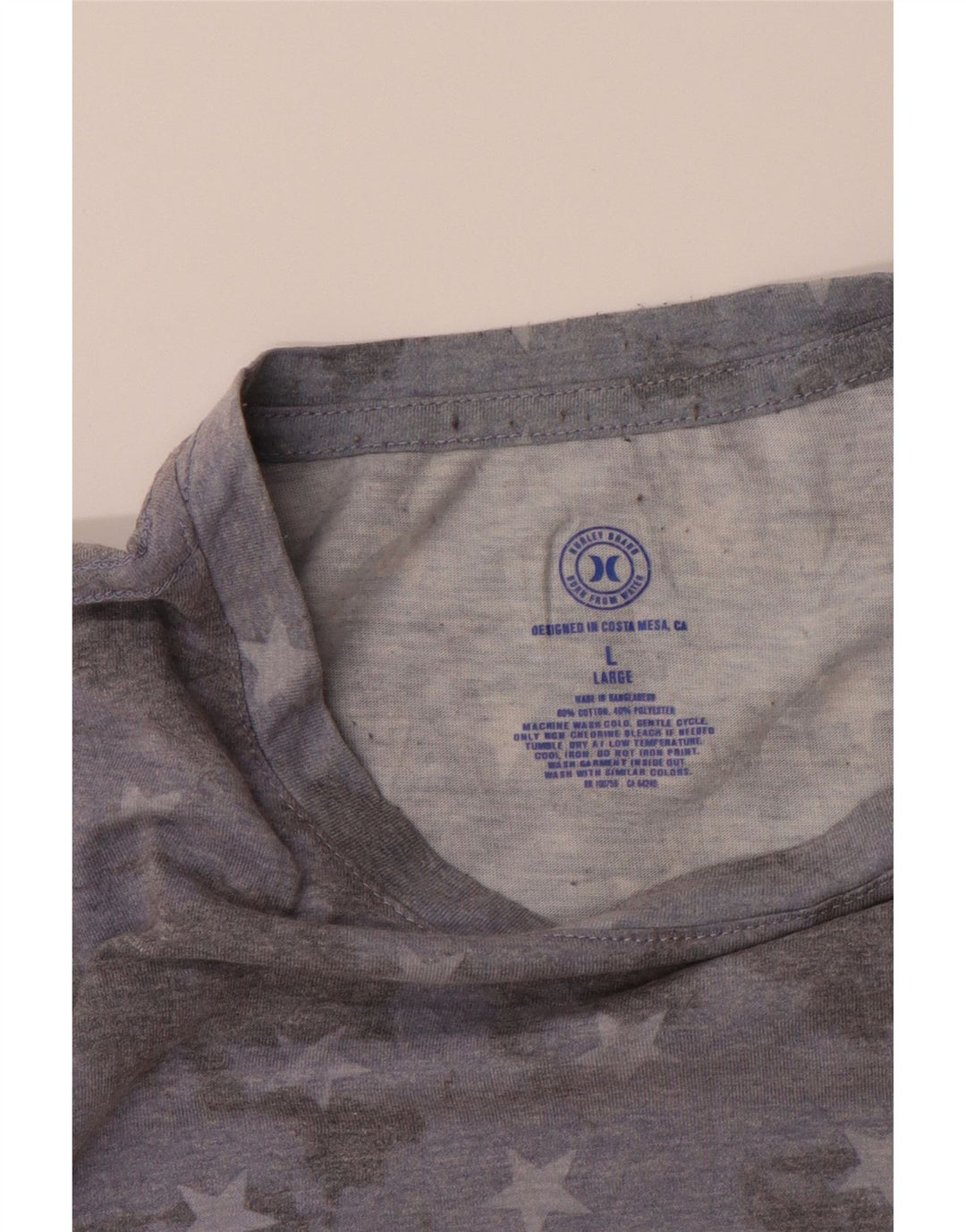 HURLEY Mens T-Shirt Top Large Grey Tie Dye Cotton Vintage Hurley and Second-Hand Hurley from Messina Hembry 