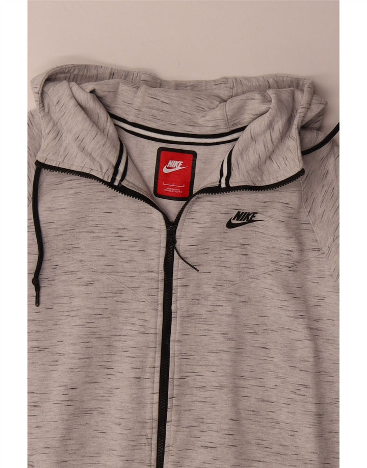 Nike Mens Zip Hoodie Sweater Large Grey Flecked Cotton