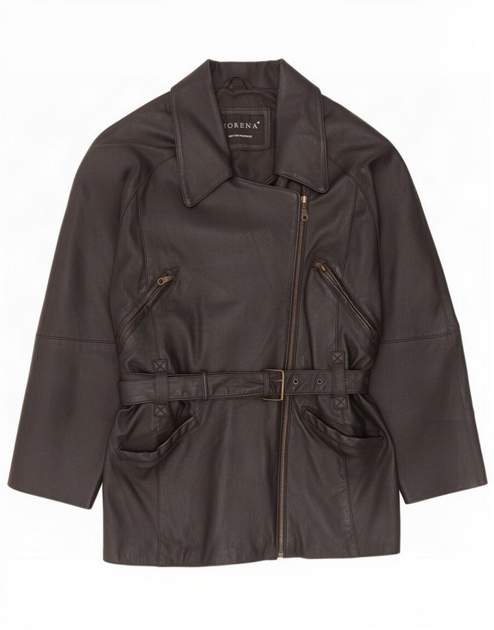 Morena Womens Oversized Leather Jacket UK 10 Small Black