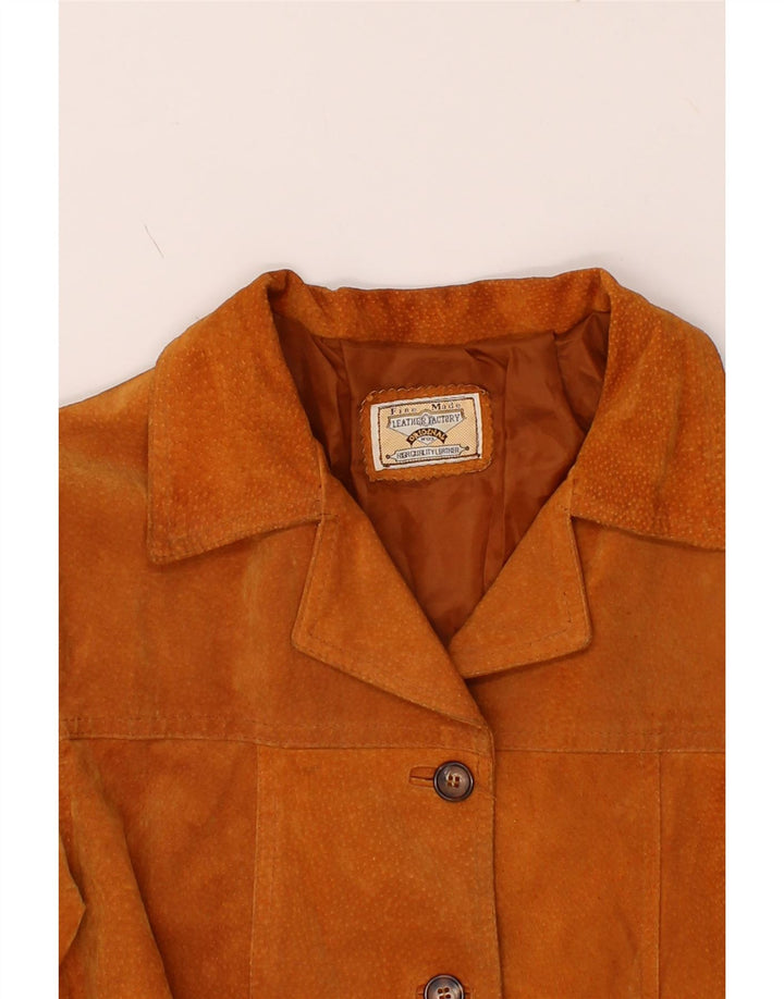 VINTAGE Womens Suede Jacket UK 12 Medium Brown Leather Vintage Vintage and Second-Hand Vintage from Messina Hembry 