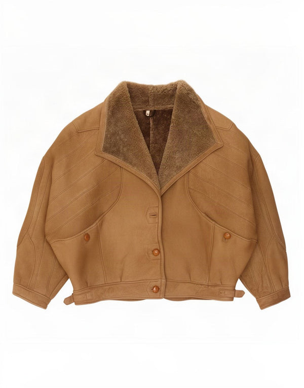 Vintage mujer Batwing Shearling chaqueta IT 44 Marrón Medio