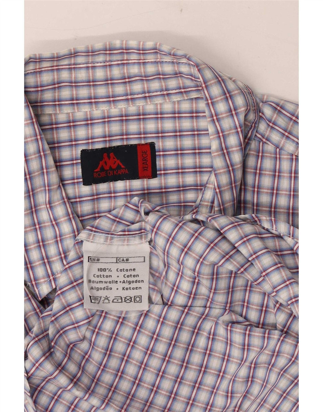 Kappa Mens Short Sleeve Shirt XL Blue Check Cotton