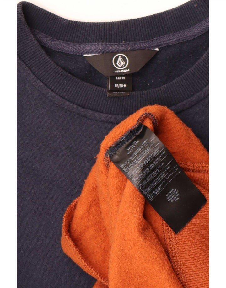 Volcom Mens Sweatshirt Jumper Medium Navy Blue Colourblock Cotton