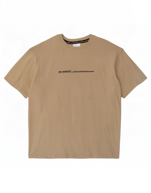 Reebok Herre grafisk T-shirt Top Medium Beige Bomuld