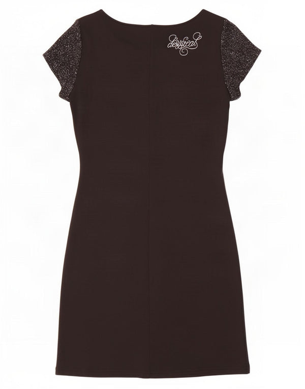 Desigual Abito tubino grafico da donna UK 10 Piccola stampa animalier nera