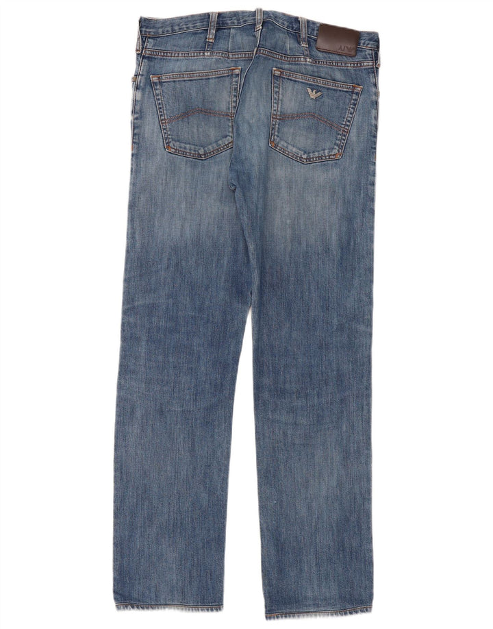 Armani Mens Straight Jeans W36 L32 Blue Cotton