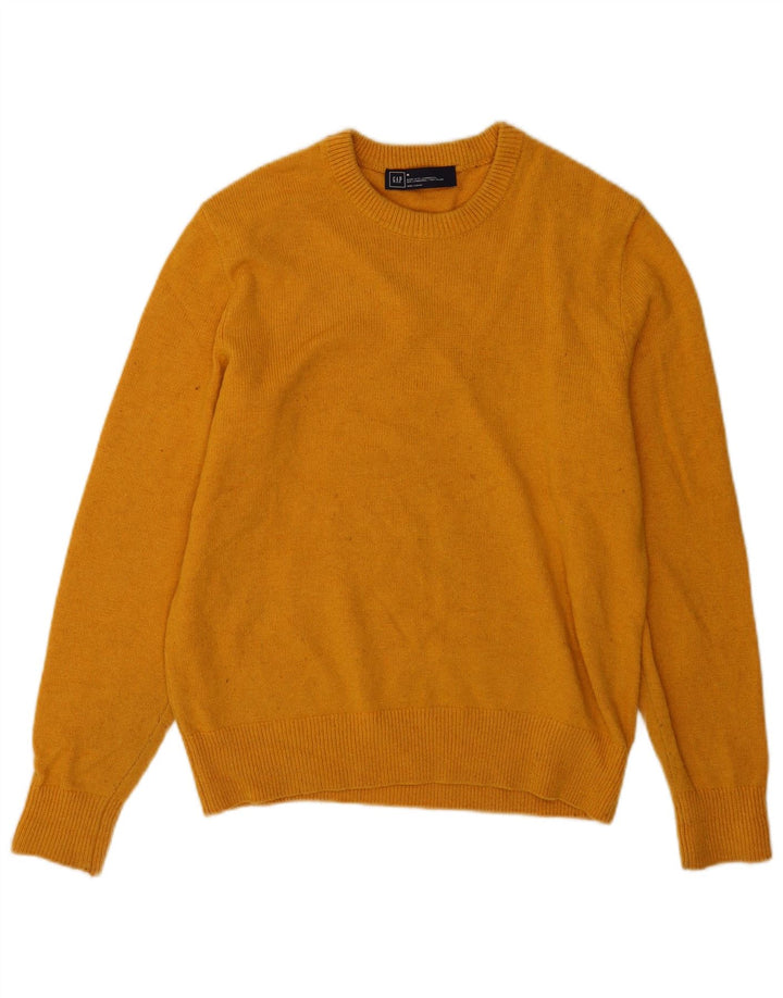 Gap Mens Crew Neck Jumper Sweater Medium Yellow Lambswool