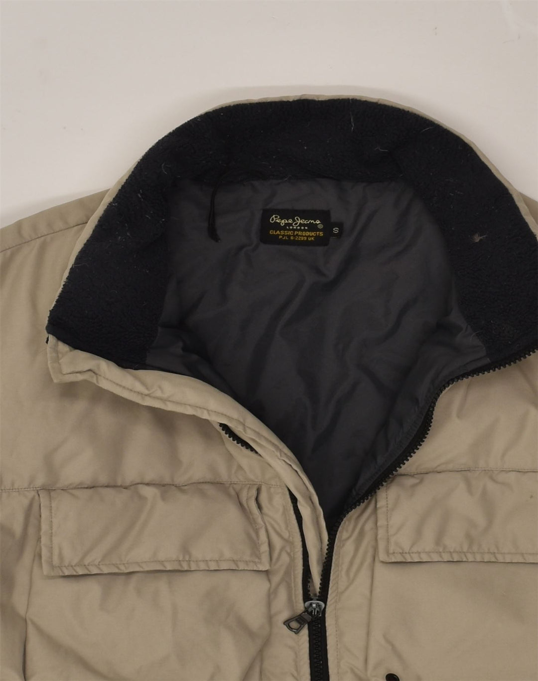 PEPE JEANS Chaqueta acolchada para hombre UK 36 Small Beige Poliéster