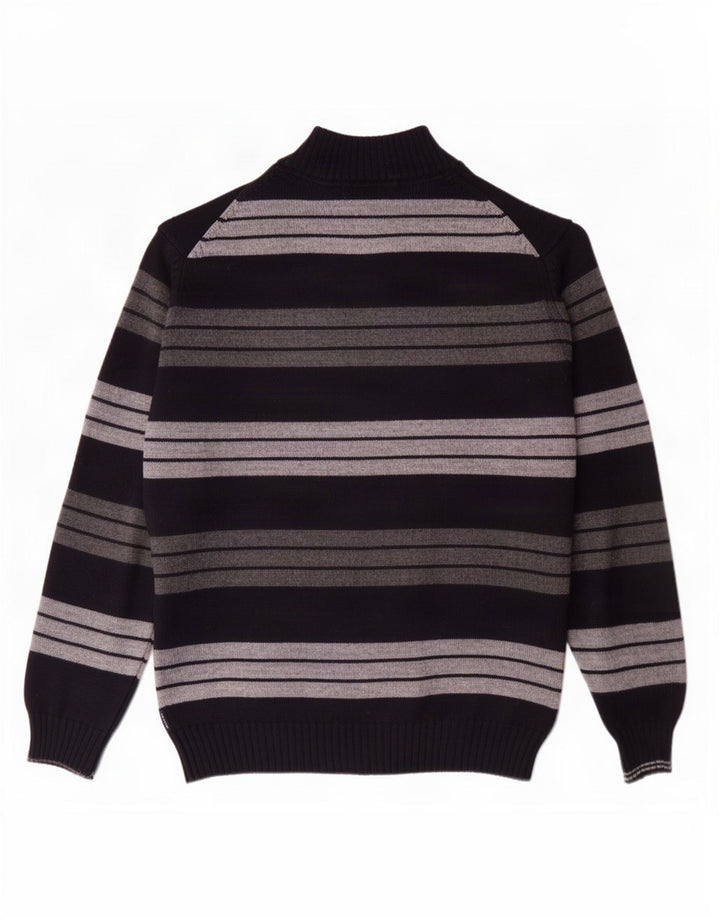 Il Granchio Mens Zip Neck Jumper Sweater Large Navy Blue Striped