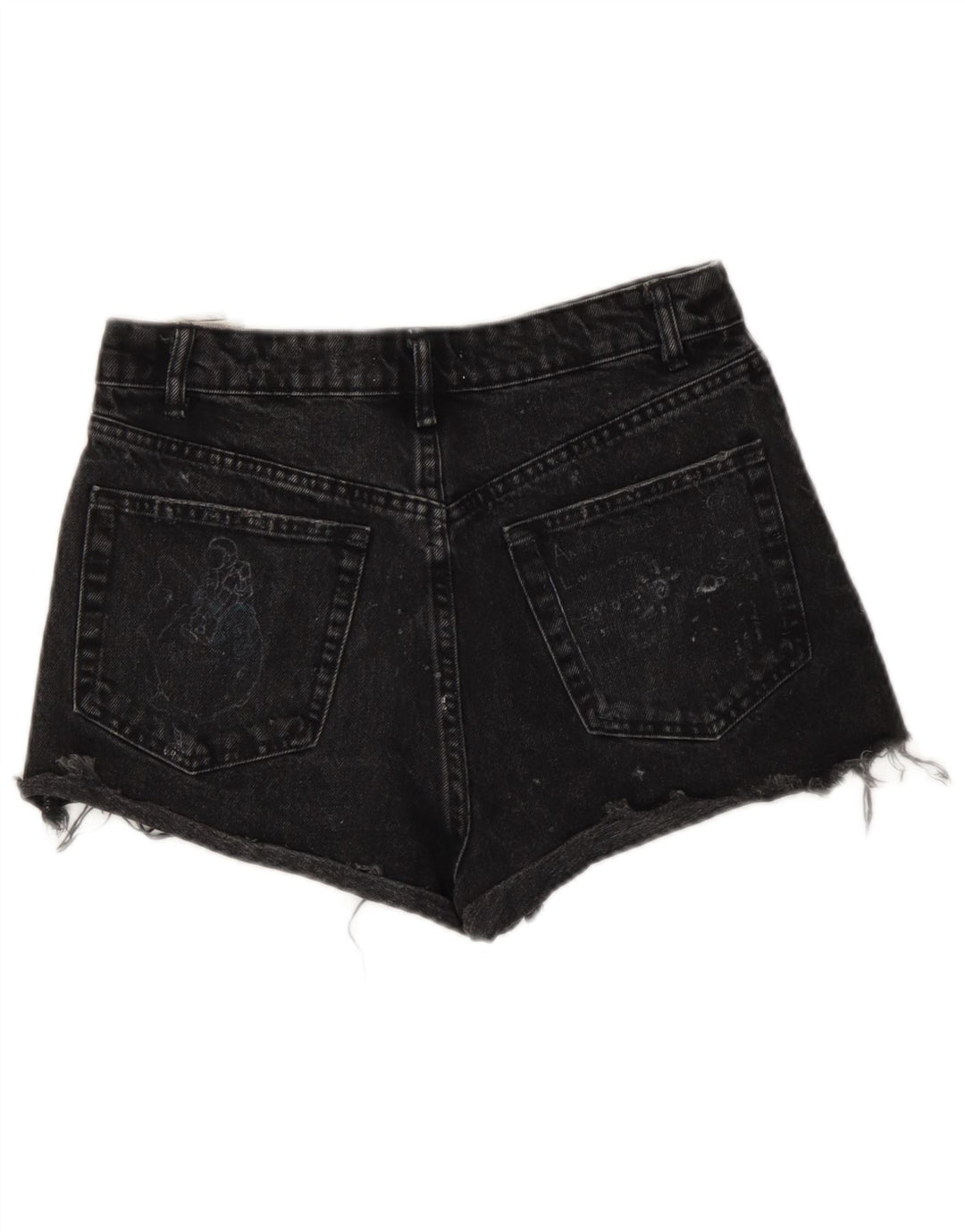 Zara Womens Distressed Denim Shorts EU 36 XS W26 Sort