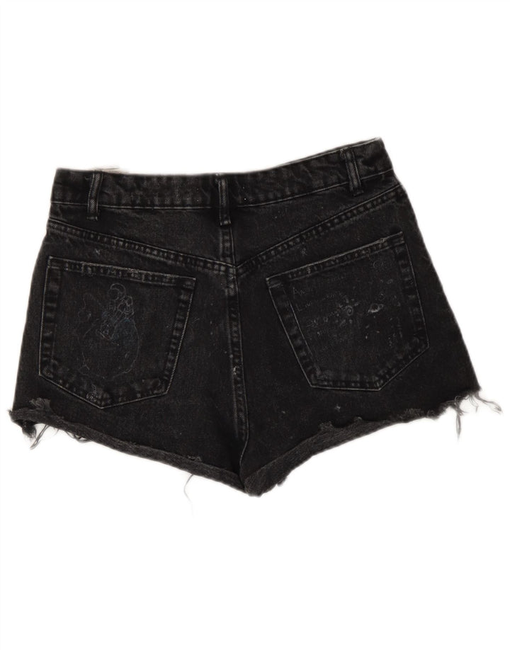 Zara Womens Distressed Denim Shorts EU 36 XS W26 Sort