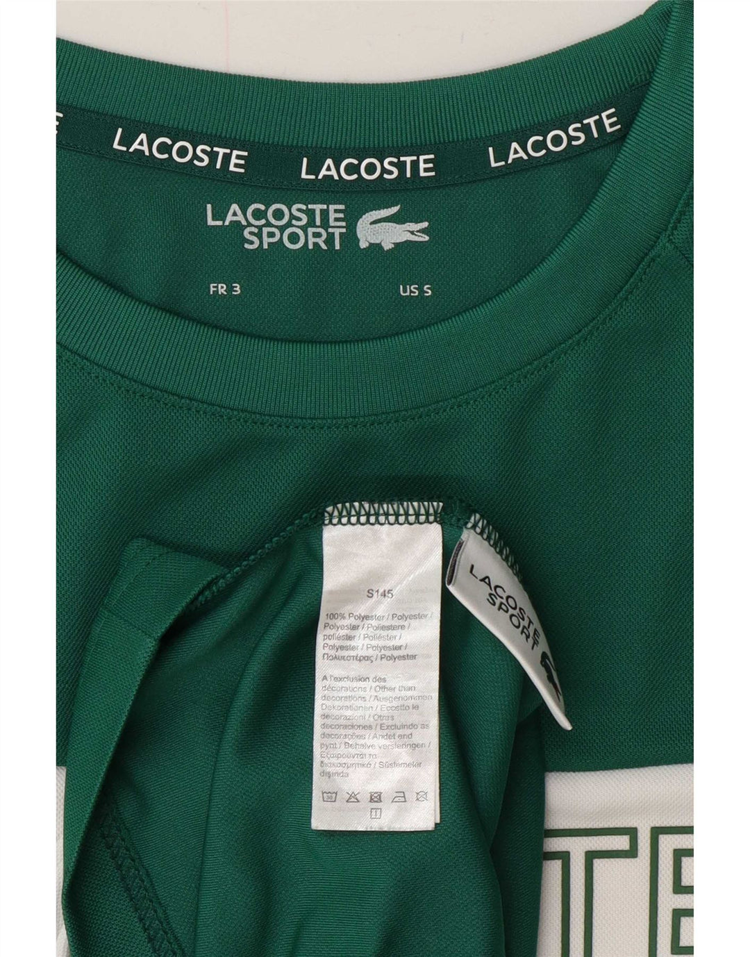 T-shirt grafica da uomo Lacoste taglia superiore 3 piccola in poliestere color block verde