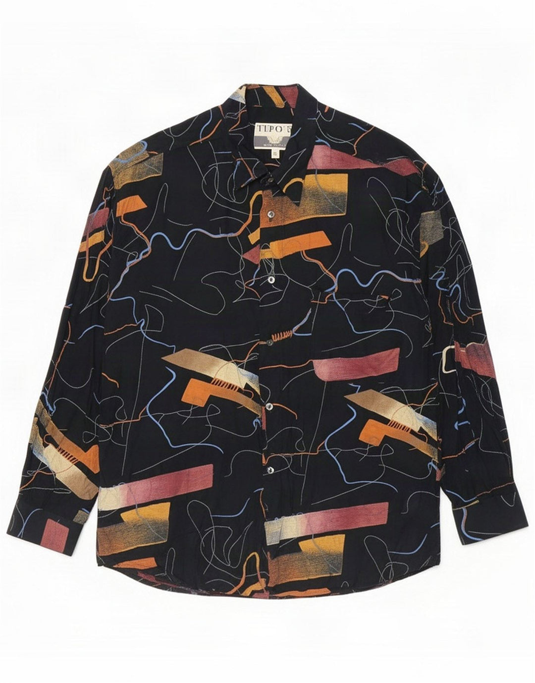 Tipo' S Chemise à motif abstrait pour homme XL Noir Viscose