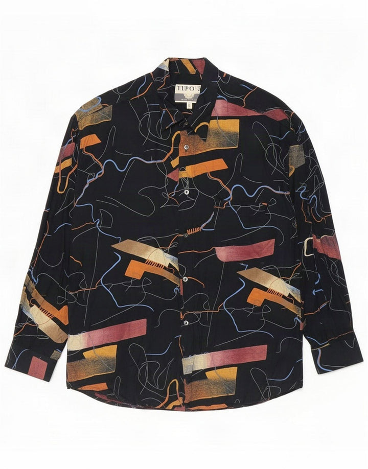 Tipo' S Chemise à motif abstrait pour homme XL Noir Viscose