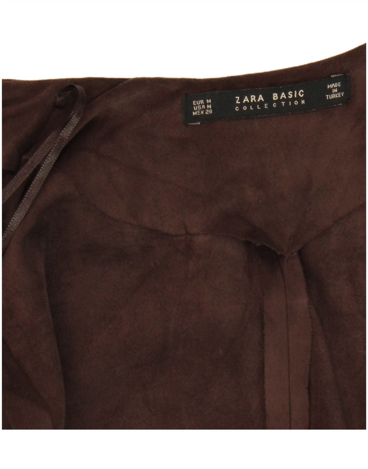 Zara Womens Longline Sleeveless Cardigan Top UK 12 Medium Brown