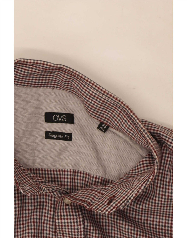 OVS Herre Regular Fit skjorte str. 45 17 3/4 XL Flerfarvet Gingham Cotton