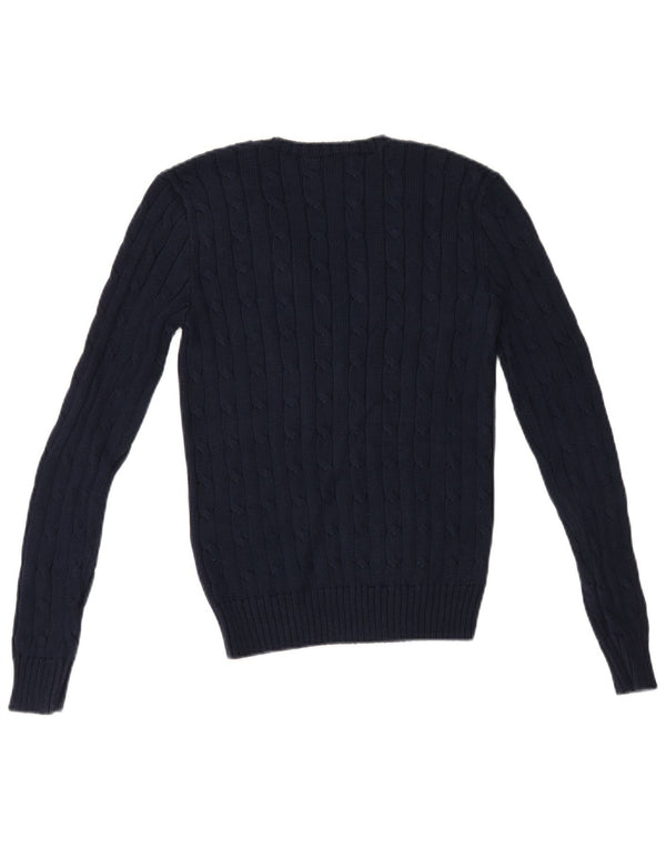 Maglione maglione con scollo a V da donna Polo Ralph Lauren UK 10 piccolo cotone blu navy