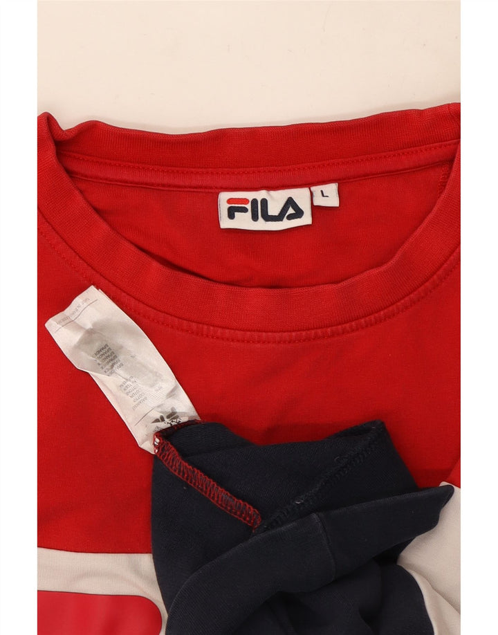 Fila Womens Graphic Sweatshirt Jumper UK 16 Large Multicoloured Colourblock