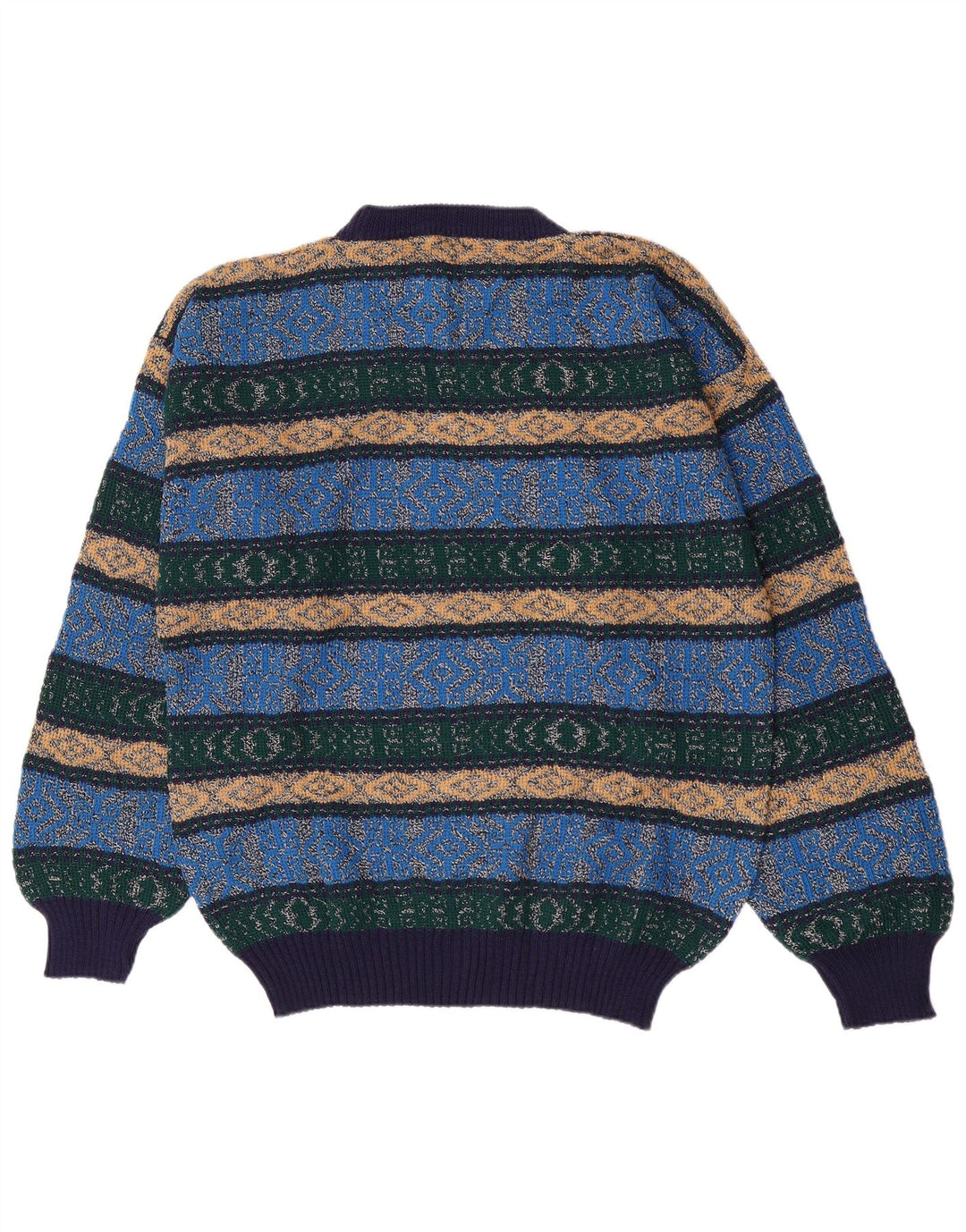 Vintage Herre rund hals sweater Medium Blue Argyle/Diamond