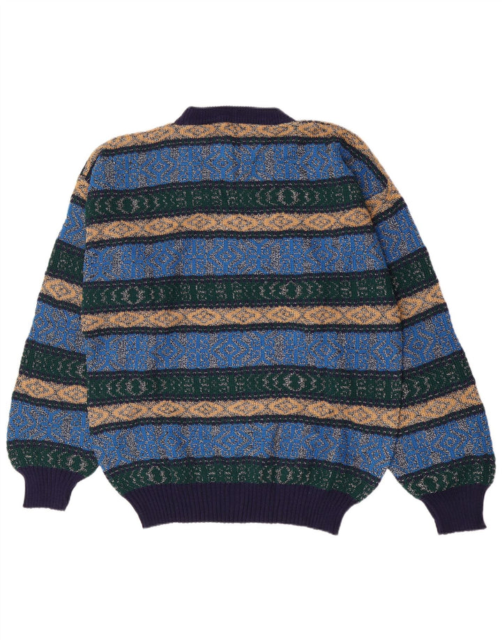 Vintage Herre rund hals sweater Medium Blue Argyle/Diamond