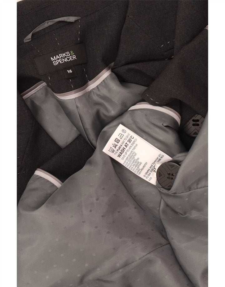 Giacca blazer a 1 bottone Marks & Spencer da donna UK 16 grande poliestere grigio
