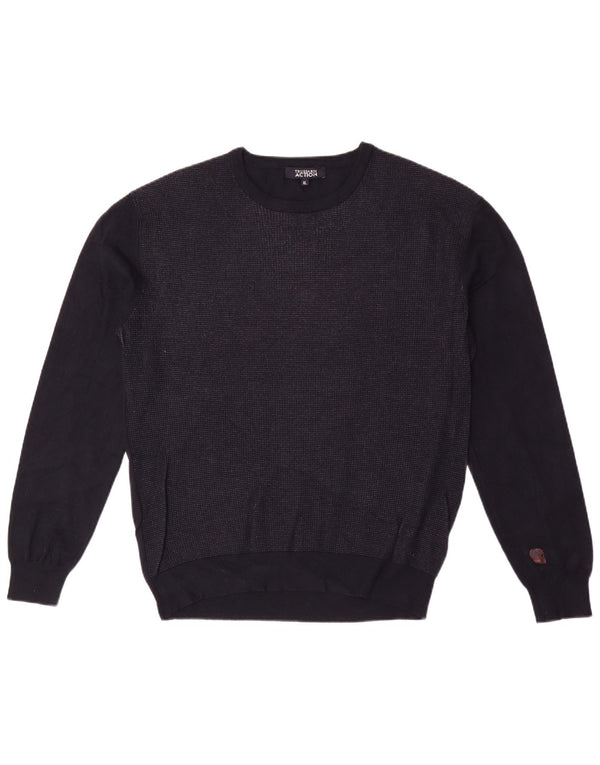 Trussardi Womens Boat Neck Jumper Sweater UK 18 XL Navy Blue Viscose