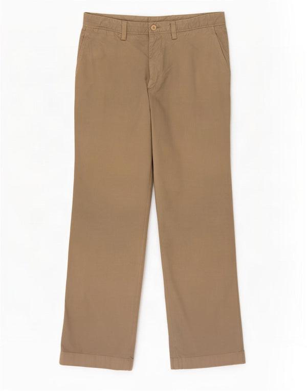 Massimo Dutti Mens Straight Chino Trousers EU 44 Large W34 L32 Beige Cotton