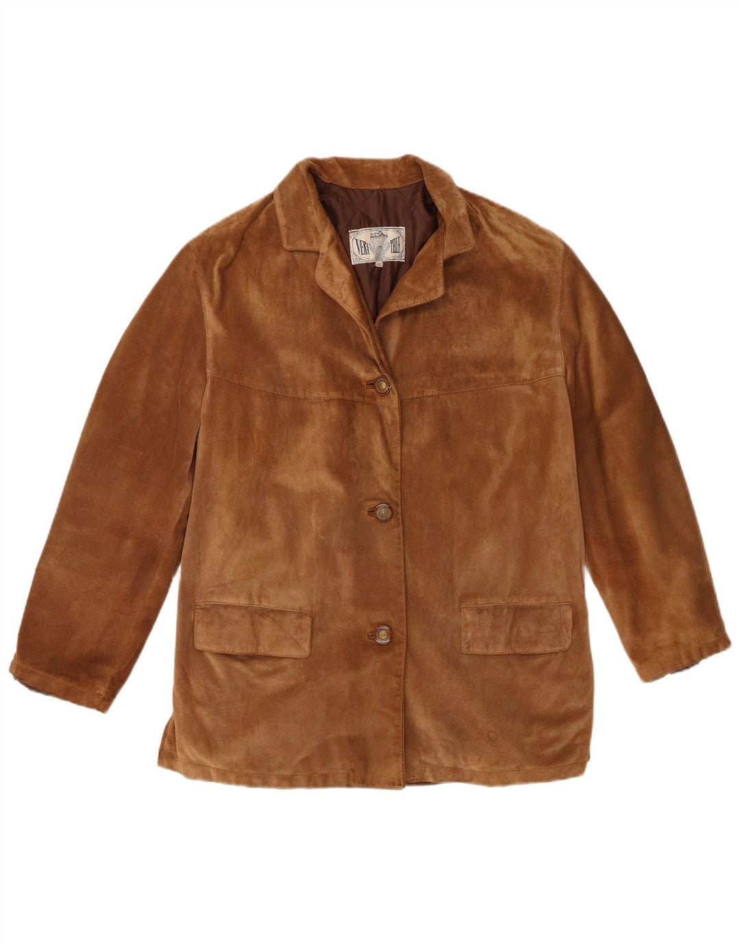 Giacca vintage in pelle scamosciata da donna IT 42 in pelle marrone medio