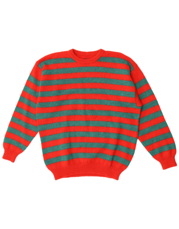 Vintage dame sweater med rund hals DK 18 XL rød stribet