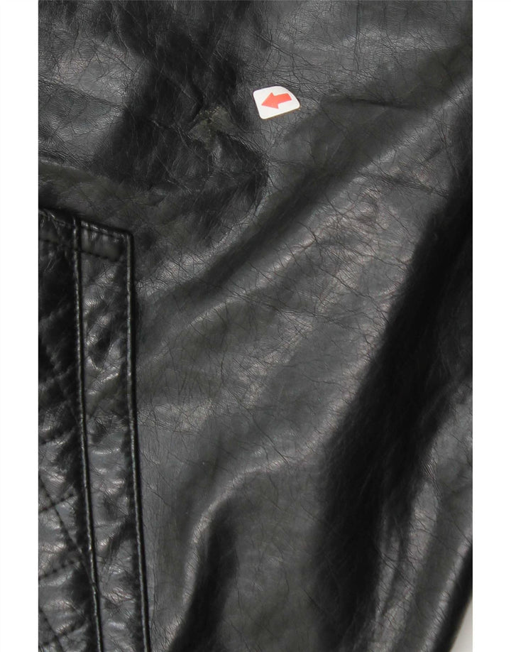 Ecko Unltd Herre Hooded Faux Leather Bomber Jacket UK 38 Medium Black