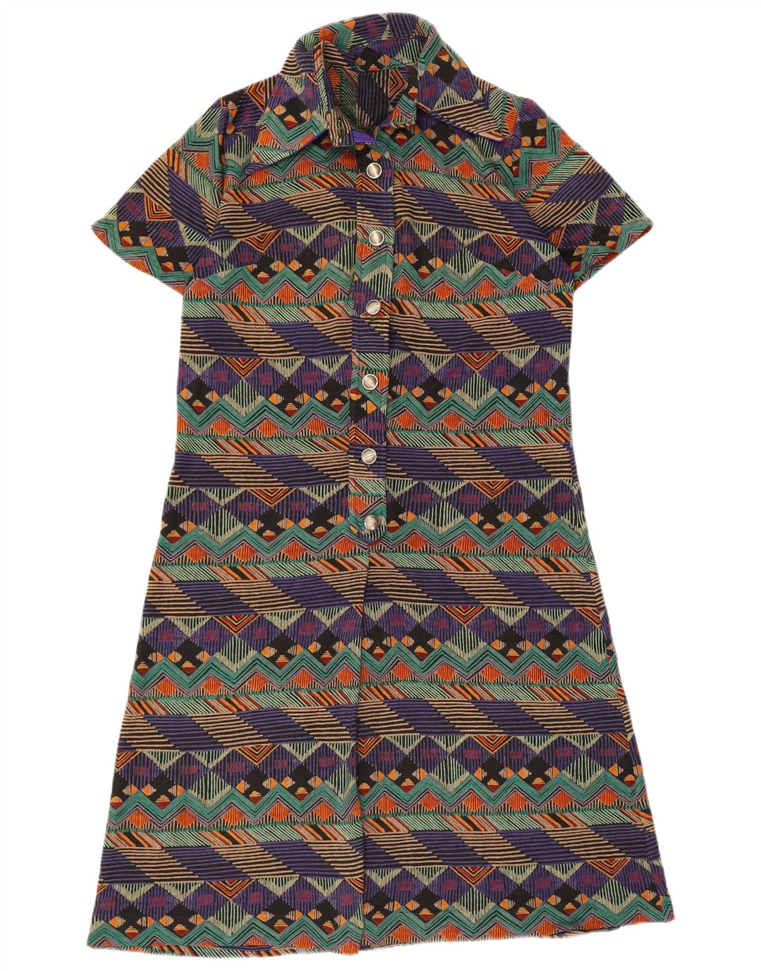 Vintage Womens A-Line Dress UK 14 Medium Multicoloured Geometric