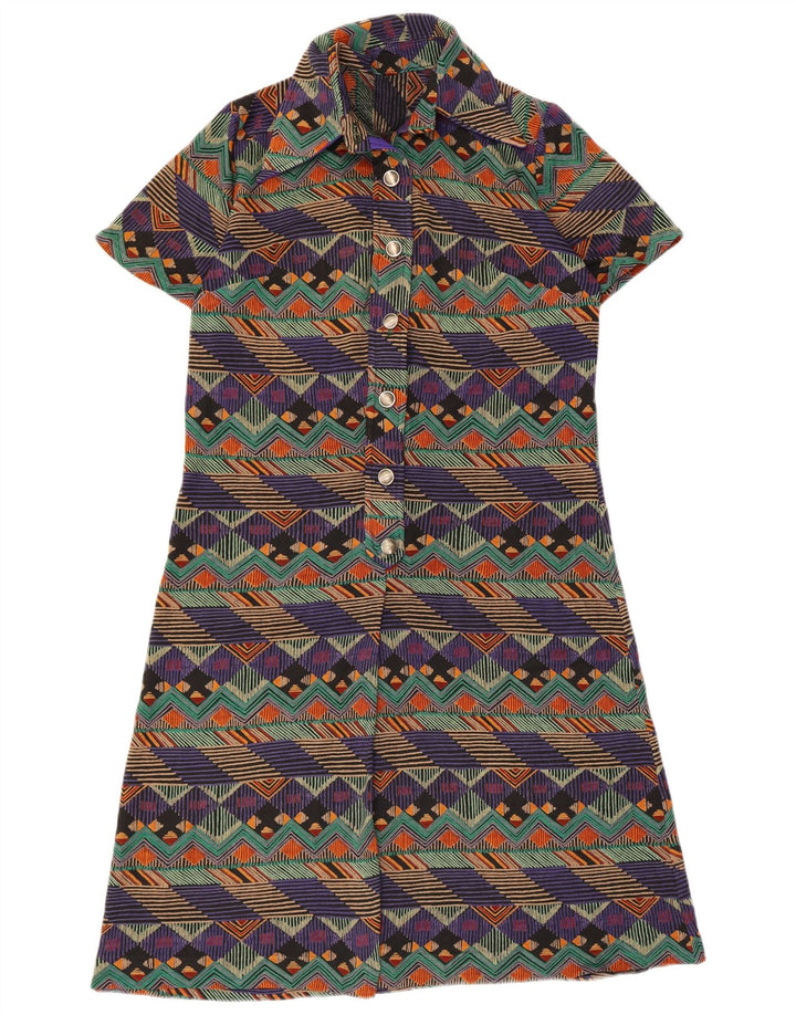 Vintage Womens A-Line Dress UK 14 Medium Multicoloured Geometric