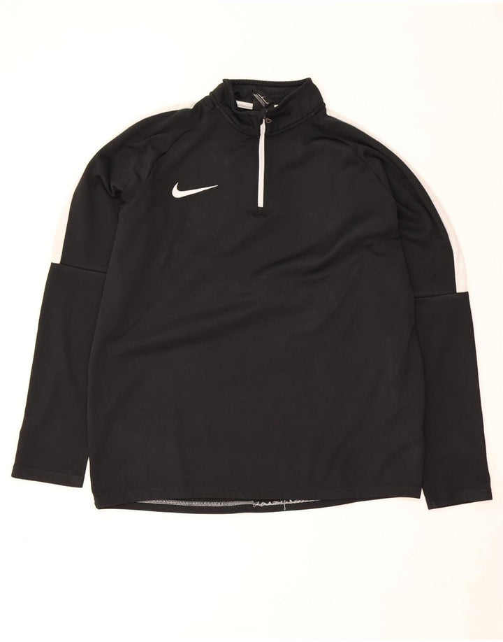 Nike Mens Dri Fit Zip Neck Pullover Treino Top Médio Preto Colourblock