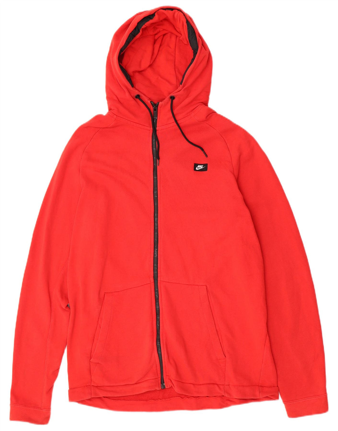 NIKE Mens Zip Hoodie Sweater XL Red Cotton