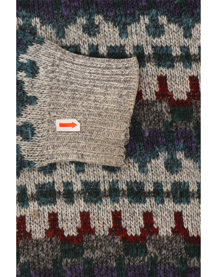 VINTAGE Mens Polo Neck Jumper Sweater IT 48 Medium Multicoloured Fair Isle