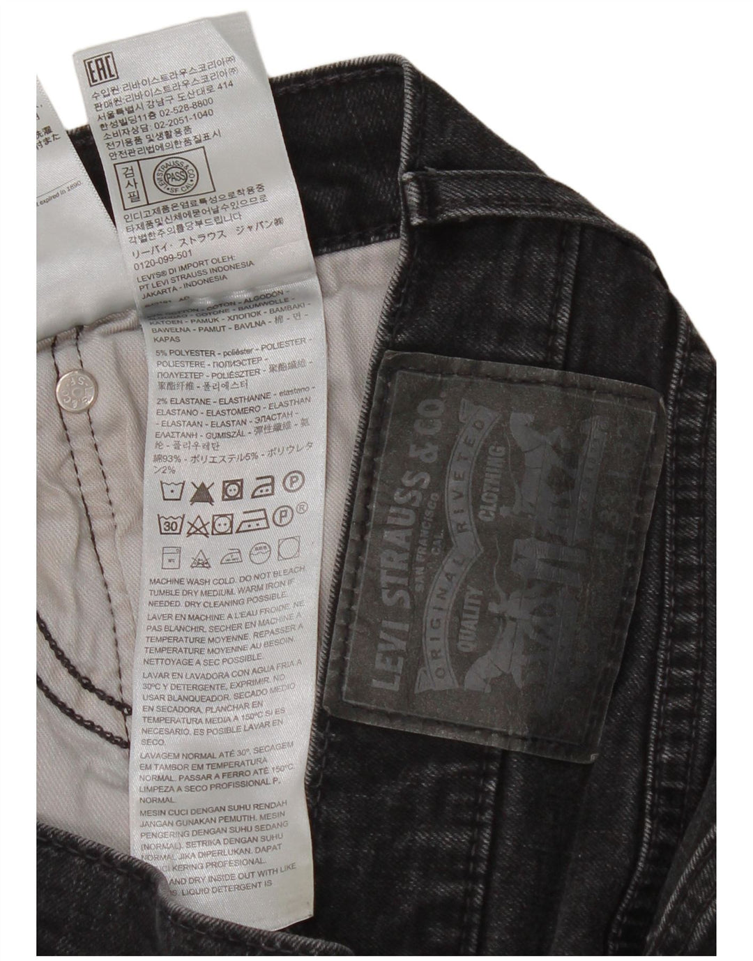 Levi's Slim Jeans til mænd W33 L32 sort bomuld