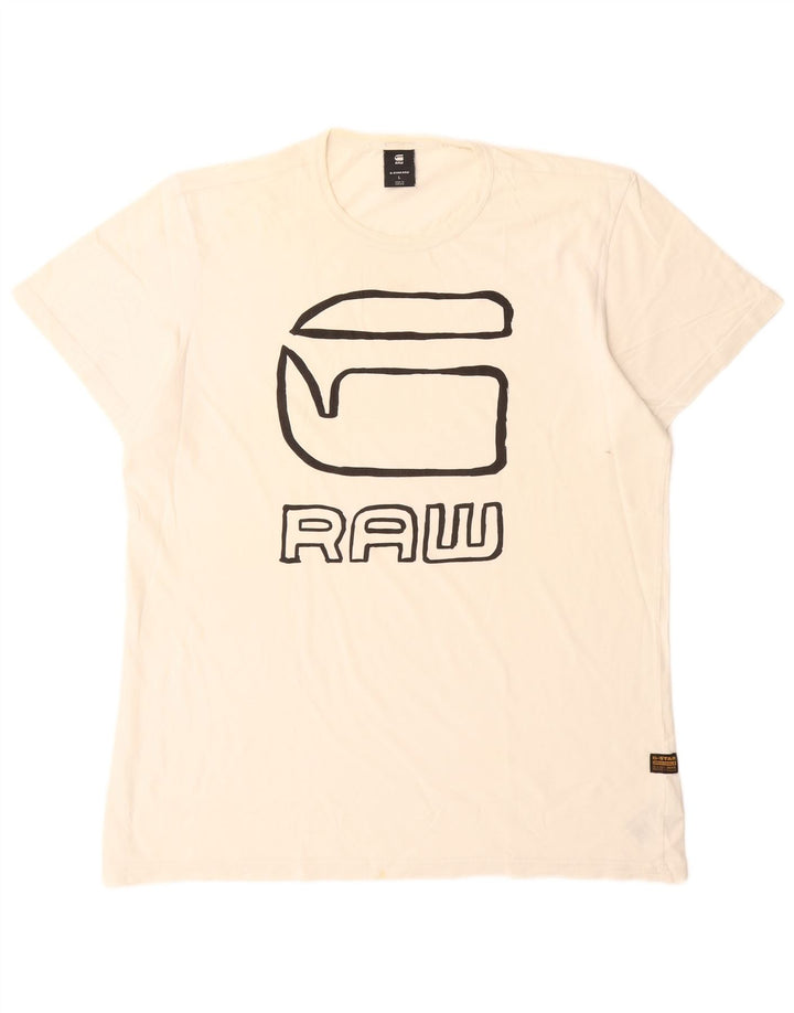 G-Star Mens Graphic T-Shirt Top Large White Cotton