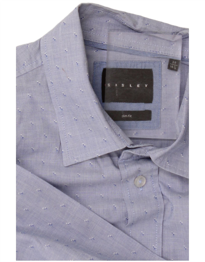 SISLEY Mens Slim Fit Shirt Size 39 15 1/2 Medium Blue Spotted