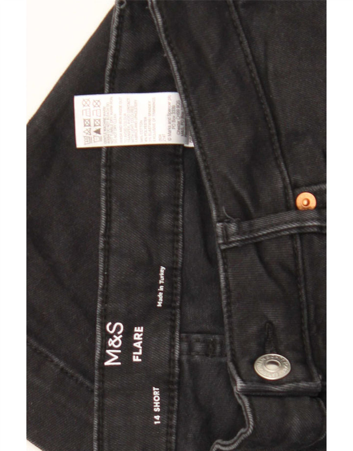 Marks & Spencer Womens Flared Jeans UK 14 Large W32 L27 Black Cotton
