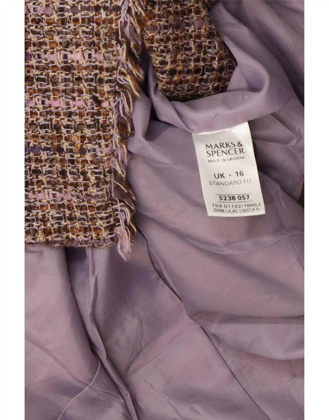Marks & Spencer Damen-Blazer mit 1 Knopf, Gr. 16, groß, lila kariert