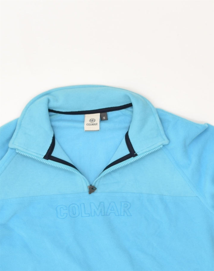 COLMAR Womens Zip Neck Fleece Jumper UK 10 Small Blue Polyester | Vintage Colmar | Thrift | Second-Hand Colmar | Used Clothing | Messina Hembry 
