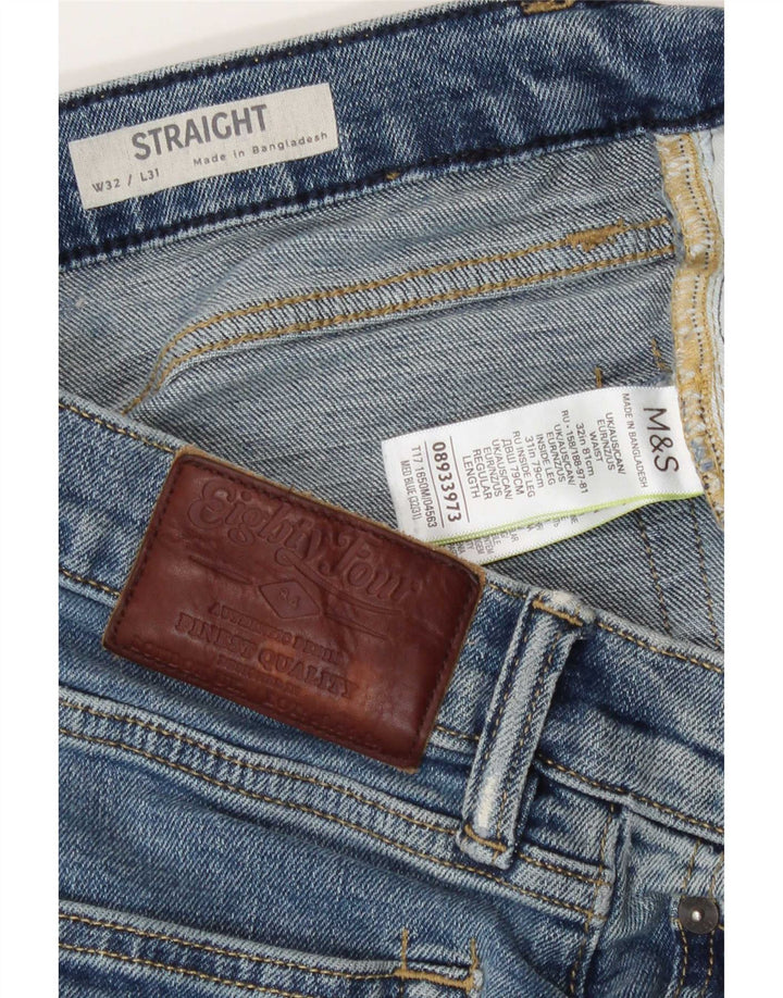 Marks & Spencer Straight Jeans til mænd W32 L31 Blå bomuld