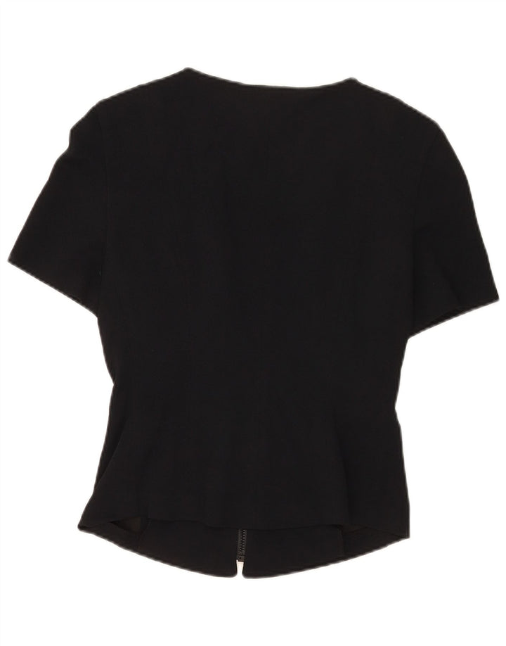 Seeler Womens Short Sleeve Shirt Blouse EU 36 Small Black Viscose
