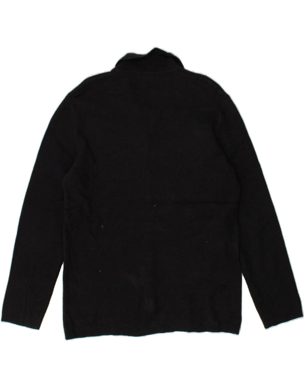 BENETTON Damski sweter rozpinany UK 10 Small, czarny, bawełniany