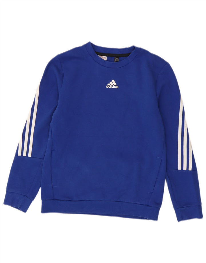 Adidas Boys Sweatshirt Jumper 11-12 Years Blue Cotton